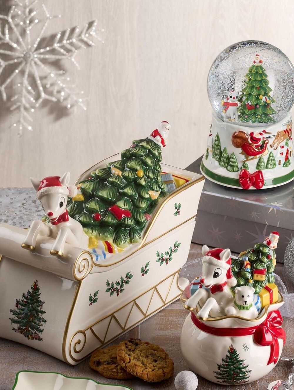 Spode Christmas Tree Rudolph Cookie Jar - Picture 5 of 10